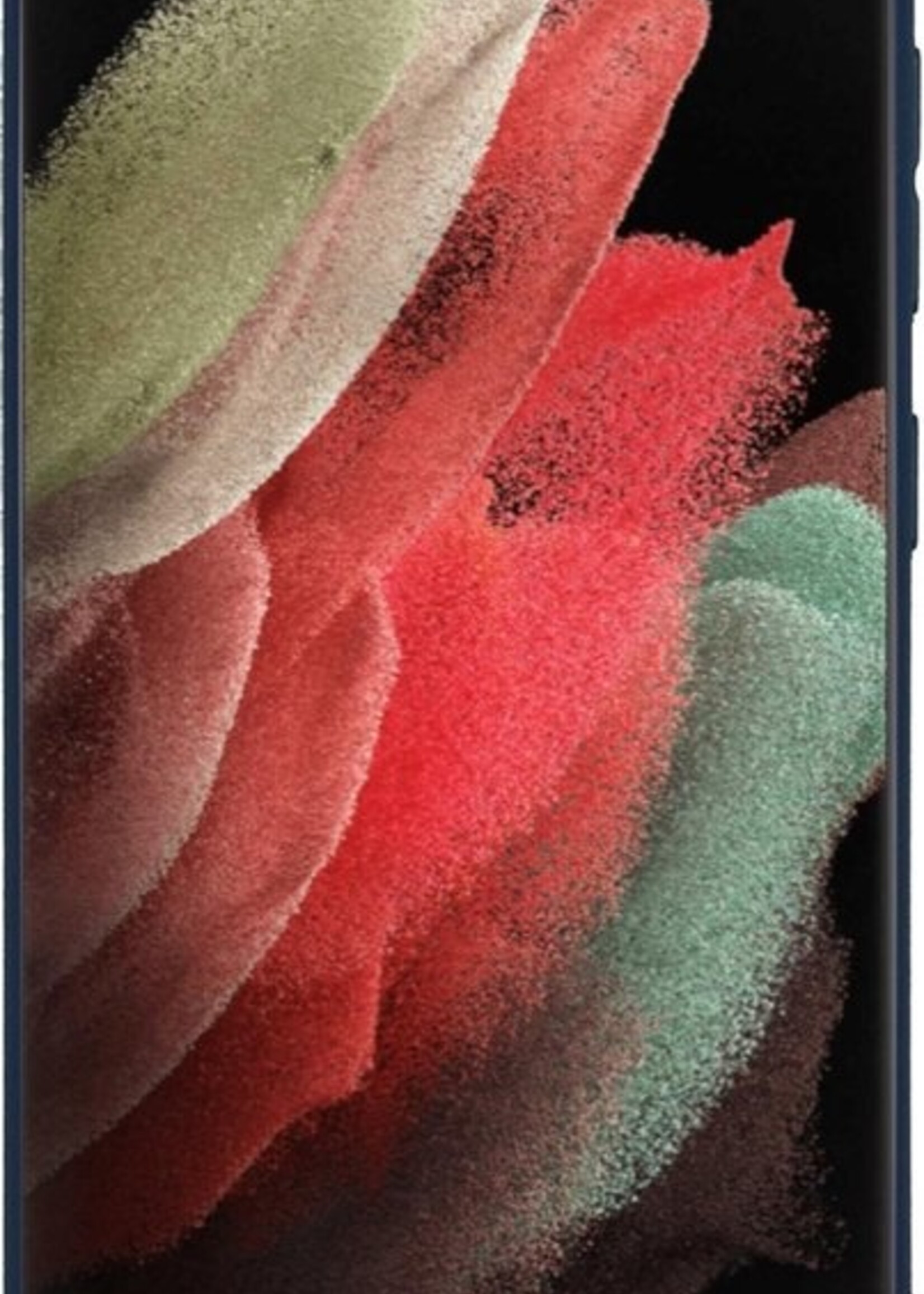 BTH Hoesje Geschikt voor Samsung S21 Ultra Hoesje Siliconen Case Hoes Met 2x Screenprotector - Hoes Geschikt voor Samsung Galaxy S21 Ultra Hoes Cover Case - Donkerblauw