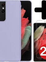 BTH BTH Samsung Galaxy S21 Ultra hoesje siliconen lila met 2x screenprotector