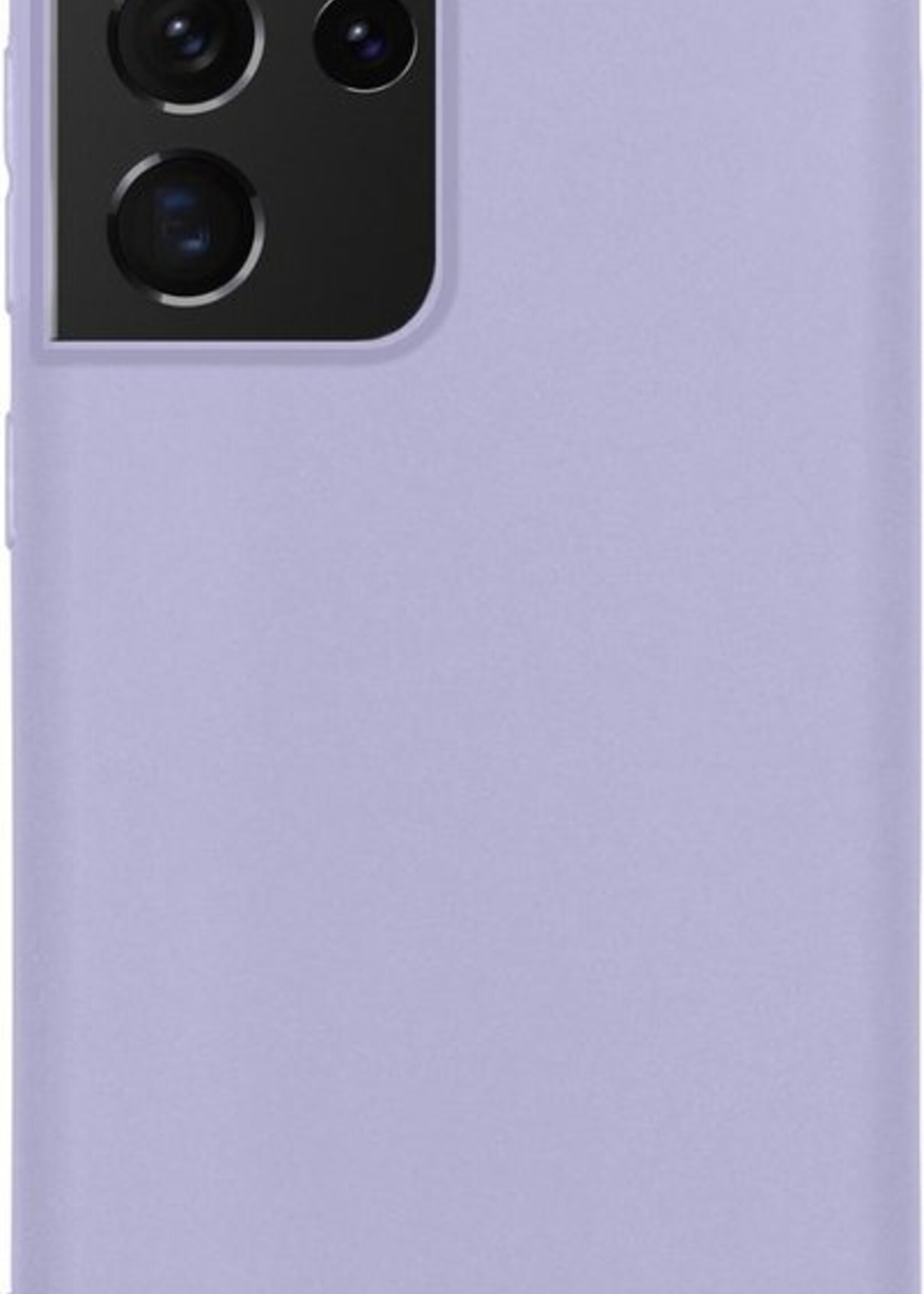BTH Hoesje Geschikt voor Samsung S21 Ultra Hoesje Siliconen Case Hoes Met 2x Screenprotector - Hoes Geschikt voor Samsung Galaxy S21 Ultra Hoes Cover Case - Lila