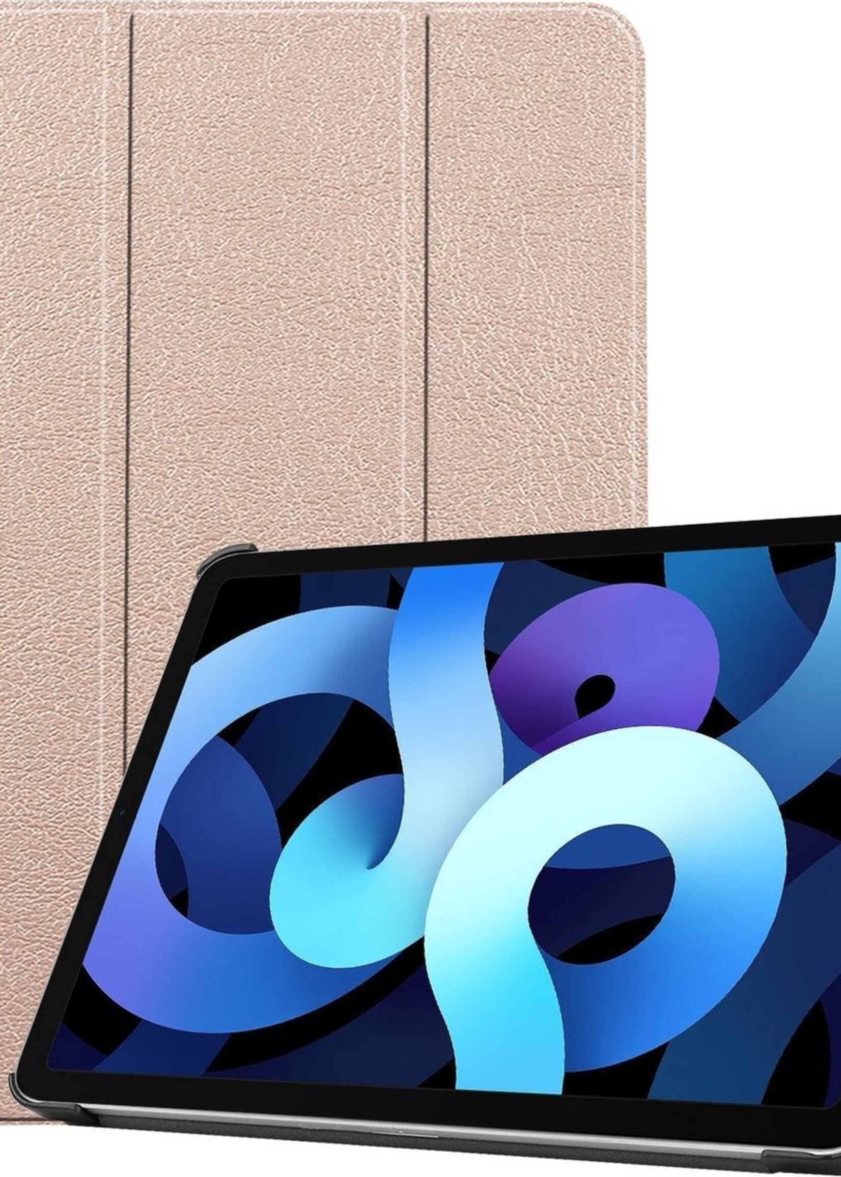BTH Hoes Geschikt voor iPad Air 2020 Hoes Book Case Hoesje Trifold Cover - Hoesje Geschikt voor iPad Air 4 2020 Hoesje Bookcase - Goud