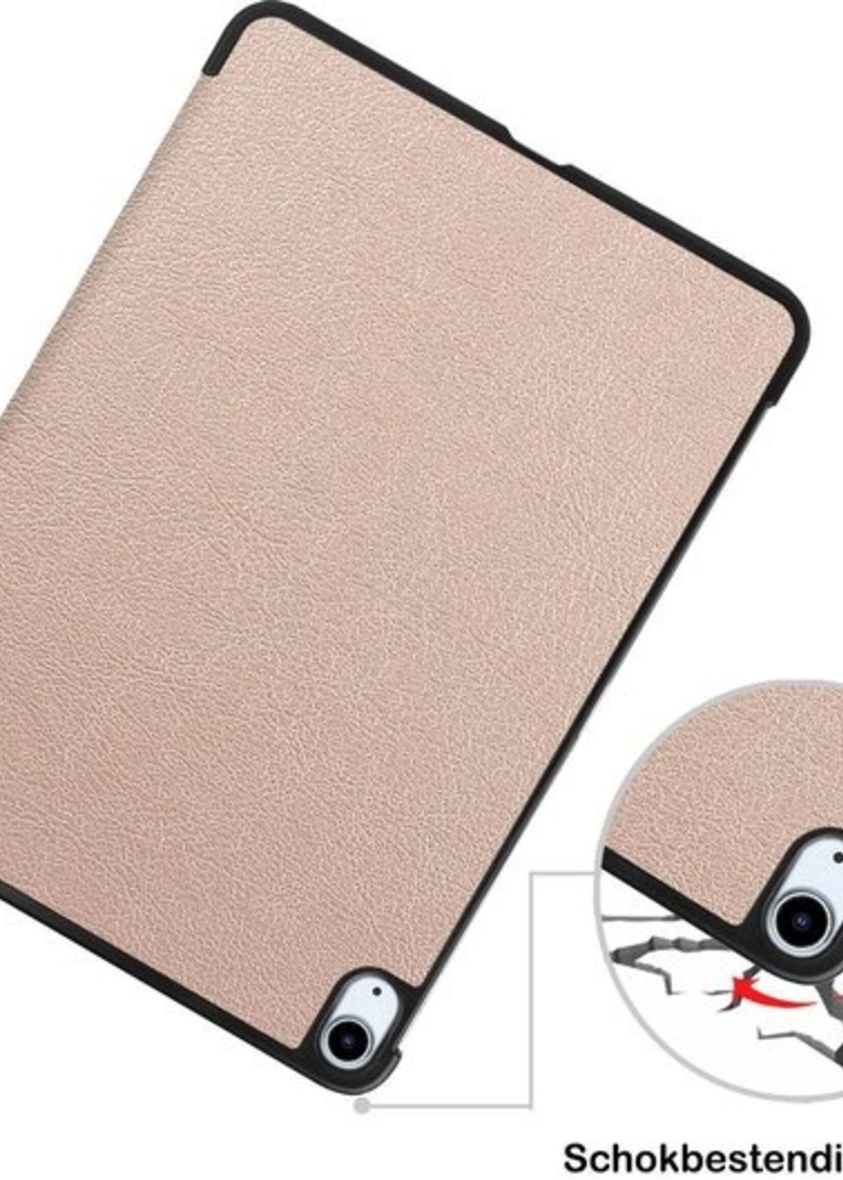 BTH Hoes Geschikt voor iPad Air 2020 Hoes Book Case Hoesje Trifold Cover - Hoesje Geschikt voor iPad Air 4 2020 Hoesje Bookcase - Goud