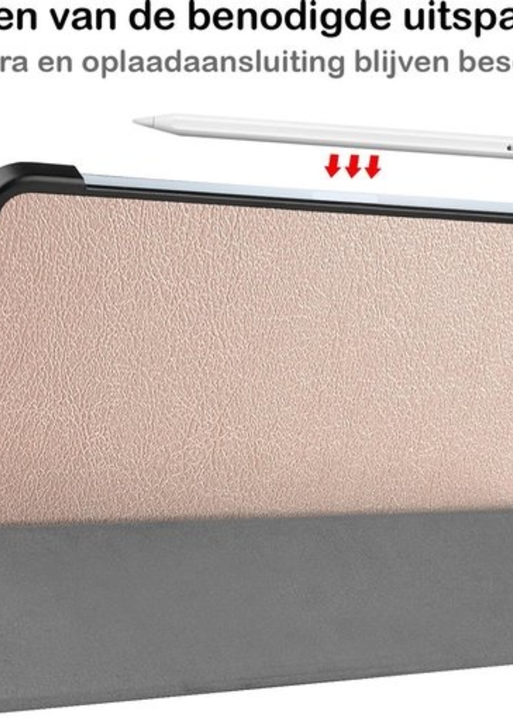 BTH Hoes Geschikt voor iPad Air 2020 Hoes Book Case Hoesje Trifold Cover Met Screenprotector - Hoesje Geschikt voor iPad Air 4 2020 Hoesje Bookcase - Goud