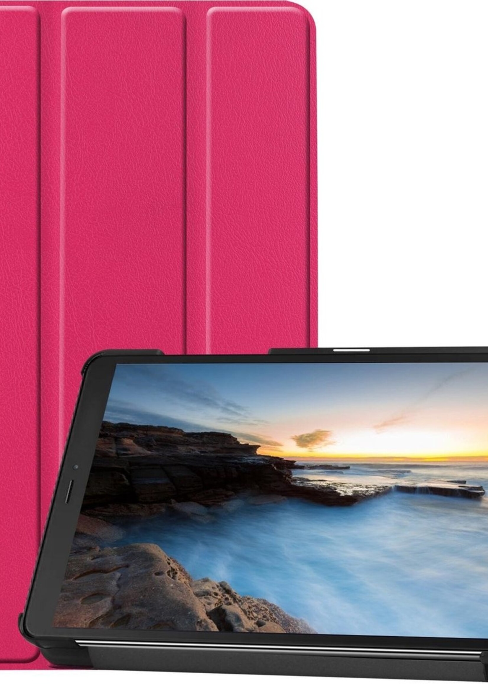 BTH Hoes Geschikt voor Samsung Galaxy Tab A 8.0 (2019) Hoes Book Case Hoesje Trifold Cover - Hoesje Geschikt voor Samsung Tab A 8.0 (2019) Hoesje Bookcase - Roze