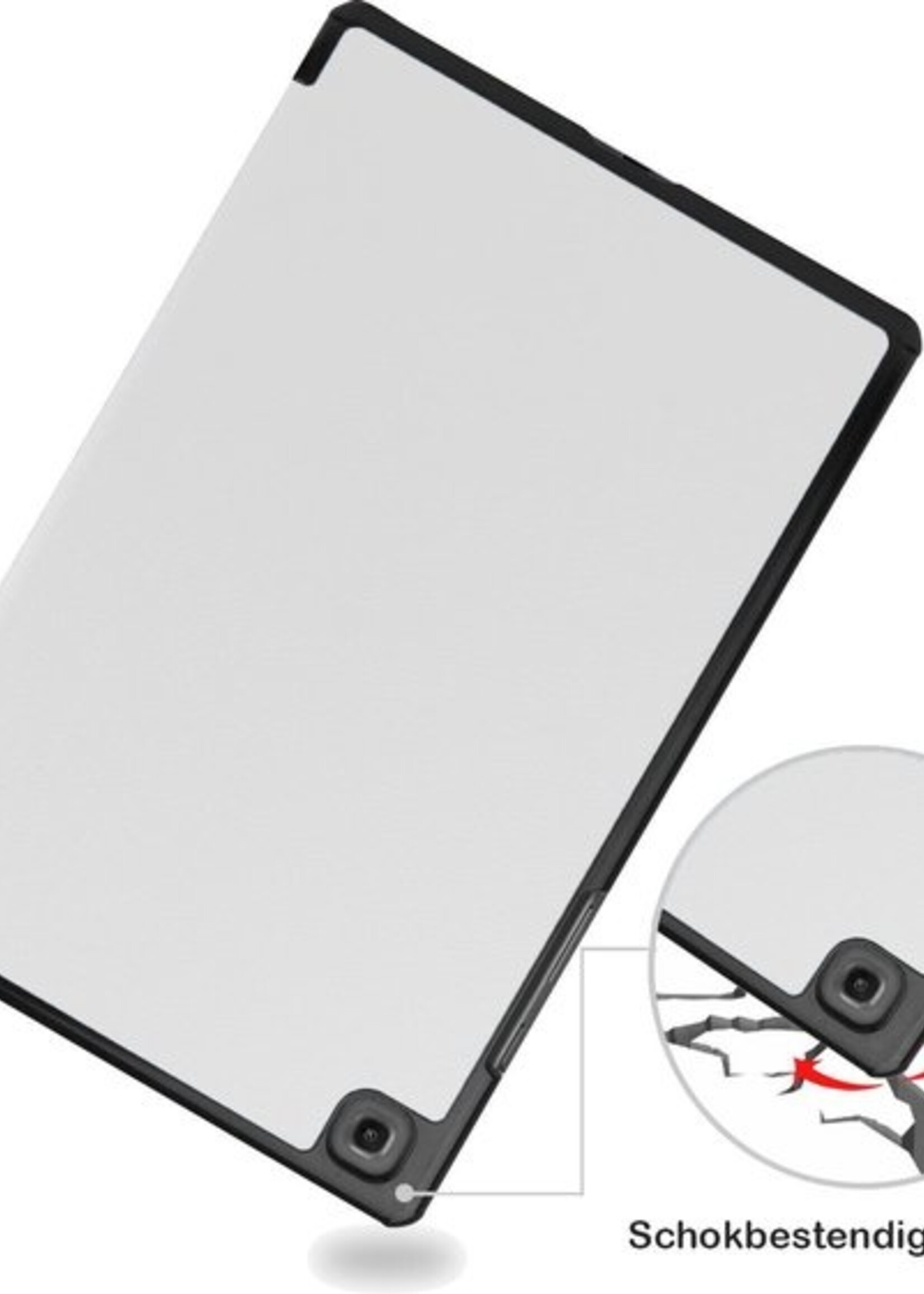 BTH Hoes Geschikt voor Samsung Galaxy Tab A 8.0 (2019) Hoes Book Case Hoesje Trifold Cover - Hoesje Geschikt voor Samsung Tab A 8.0 (2019) Hoesje Bookcase - Wit