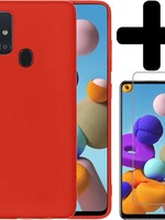 BTH BTH Samsung Galaxy A21s hoesje siliconen rood met screenprotector
