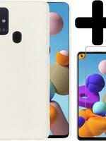 BTH BTH Samsung Galaxy A21s hoesje siliconen wit met screenprotector