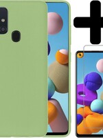 BTH BTH Samsung Galaxy A21s hoesje siliconen groen met screenprotector