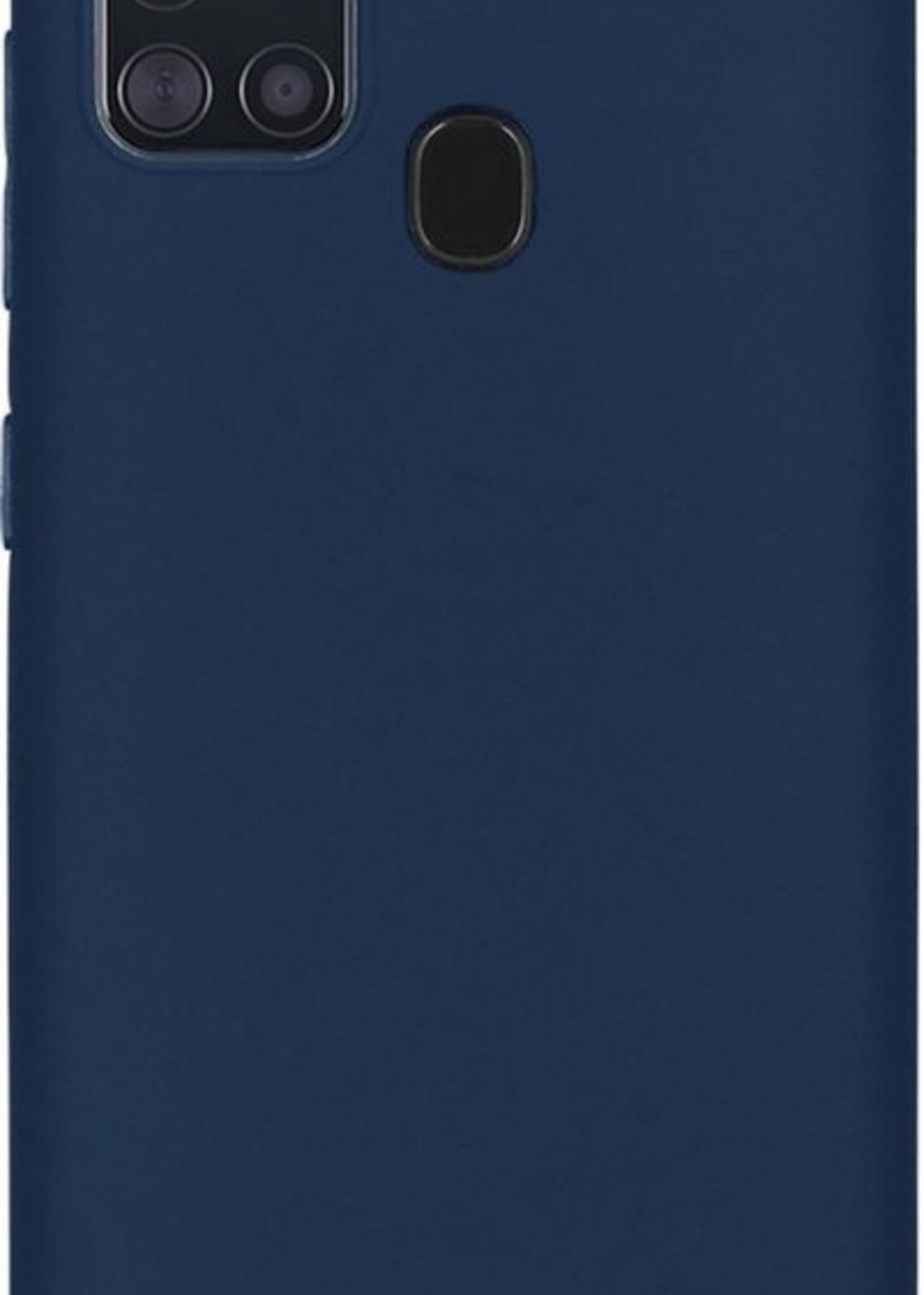 BTH Hoesje Geschikt voor Samsung A21s Hoesje Siliconen Case Hoes Met Screenprotector - Hoes Geschikt voor Samsung Galaxy A21s Hoes Cover Case - Donkerblauw