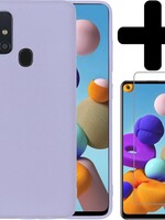 BTH BTH Samsung Galaxy A21s hoesje siliconen lila met screenprotector