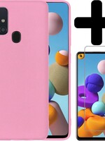 BTH BTH Samsung Galaxy A21s hoesje siliconen lichtroze met screenprotector