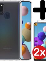 BTH BTH Samsung Galaxy A21s hoesje siliconen transparant met 2x screenprotector
