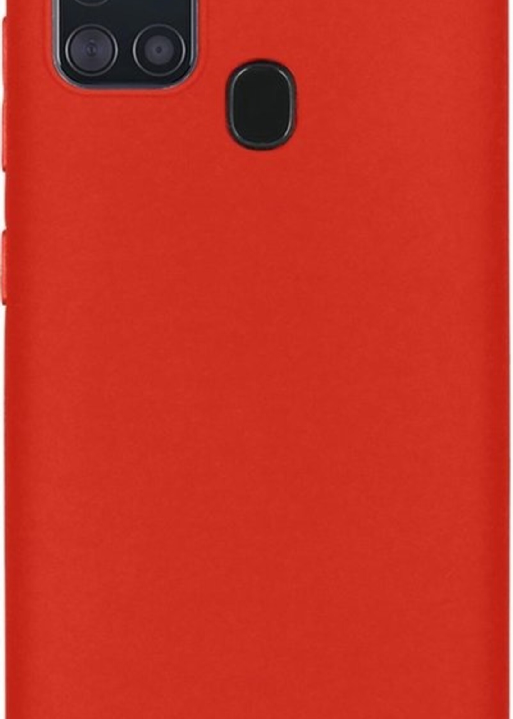 BTH Hoesje Geschikt voor Samsung A21s Hoesje Siliconen Case Hoes Met 2x Screenprotector - Hoes Geschikt voor Samsung Galaxy A21s Hoes Cover Case - Rood