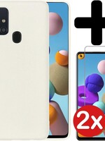BTH BTH Samsung Galaxy A21s hoesje siliconen wit met 2x screenprotector