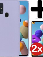 BTH BTH Samsung Galaxy A21s hoesje siliconen lila met 2x screenprotector