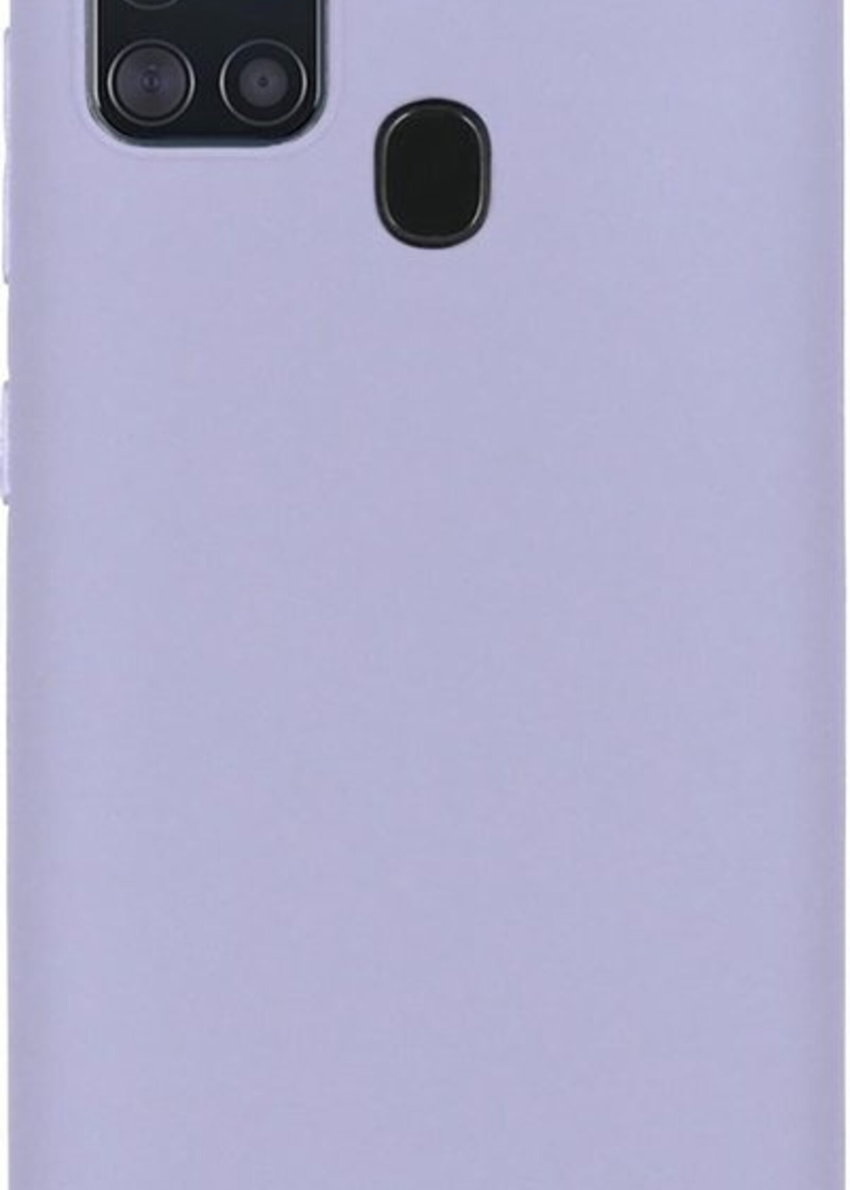 BTH Hoesje Geschikt voor Samsung A21s Hoesje Siliconen Case Hoes Met 2x Screenprotector - Hoes Geschikt voor Samsung Galaxy A21s Hoes Cover Case - Lila
