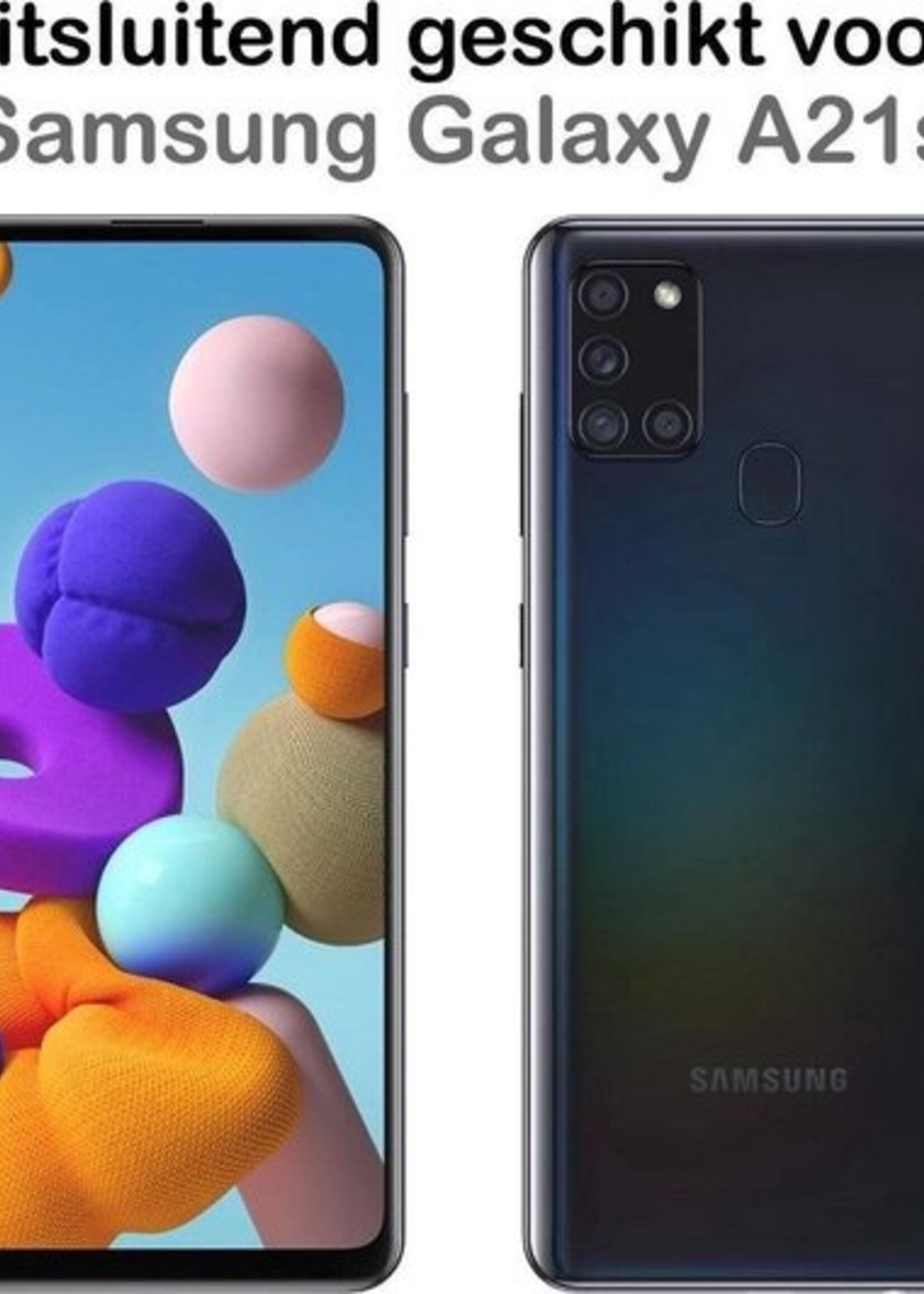 BTH Hoesje Geschikt voor Samsung A21s Hoesje Siliconen Case Hoes Met 2x Screenprotector - Hoes Geschikt voor Samsung Galaxy A21s Hoes Cover Case - Lichtroze