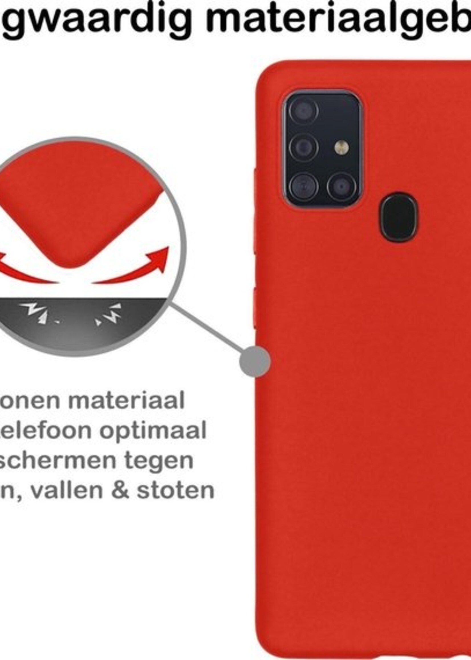 BTH Hoesje Geschikt voor Samsung A21s Hoesje Siliconen Case Hoes - Hoes Geschikt voor Samsung Galaxy A21s Hoes Cover Case - Rood