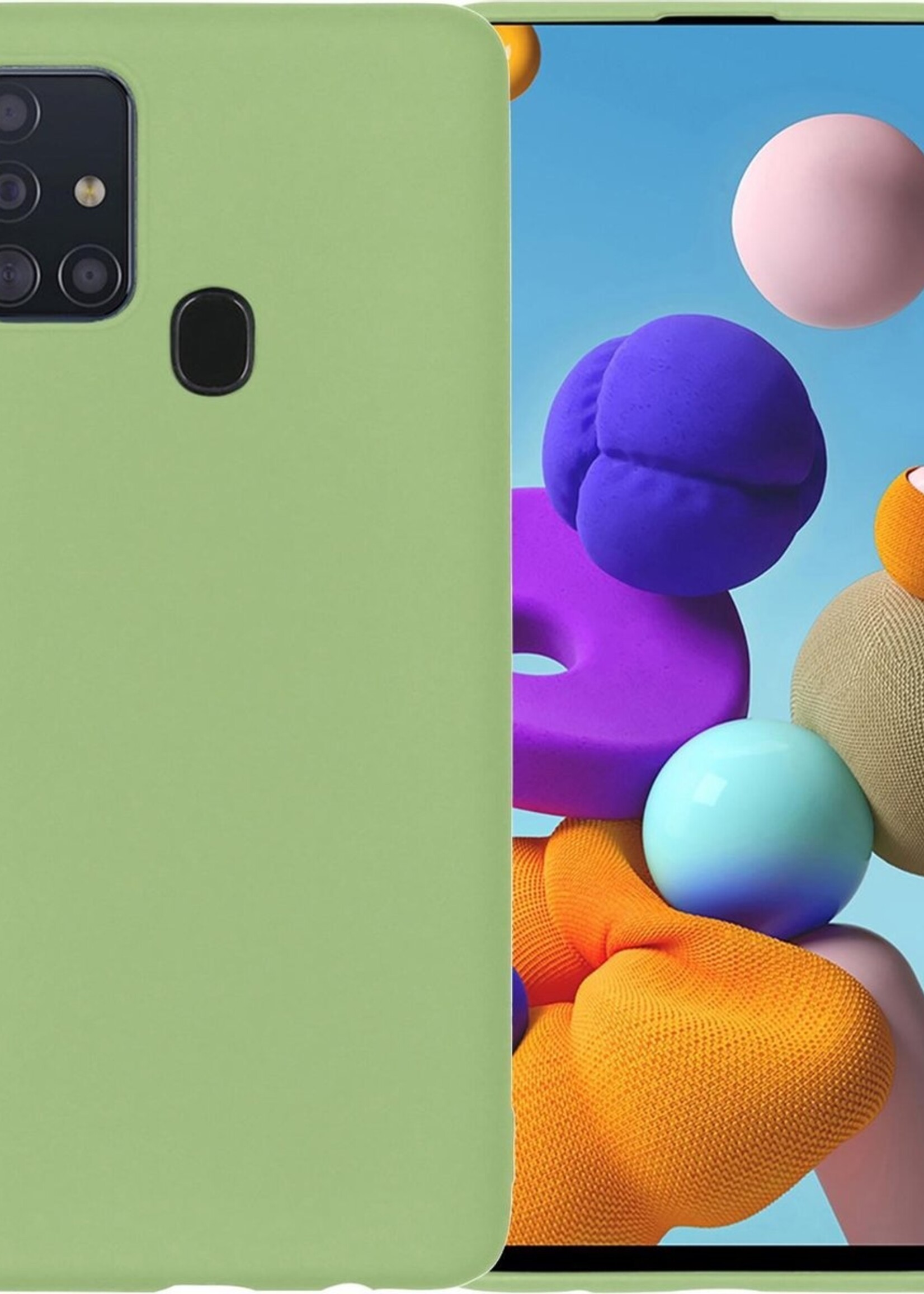 BTH Hoesje Geschikt voor Samsung A21s Hoesje Siliconen Case Hoes - Hoes Geschikt voor Samsung Galaxy A21s Hoes Cover Case - Groen