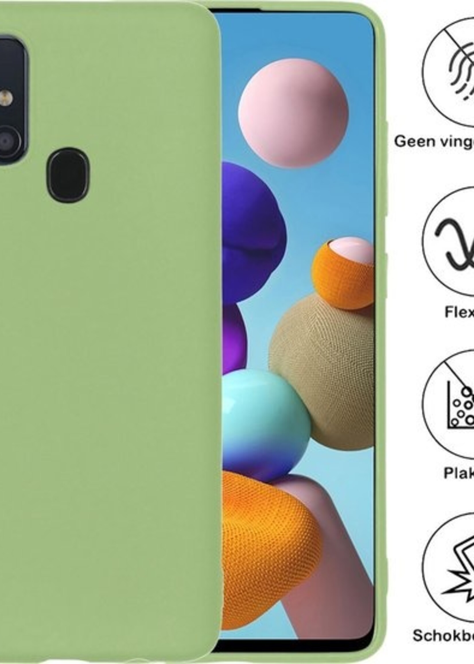 BTH Hoesje Geschikt voor Samsung A21s Hoesje Siliconen Case Hoes - Hoes Geschikt voor Samsung Galaxy A21s Hoes Cover Case - Groen