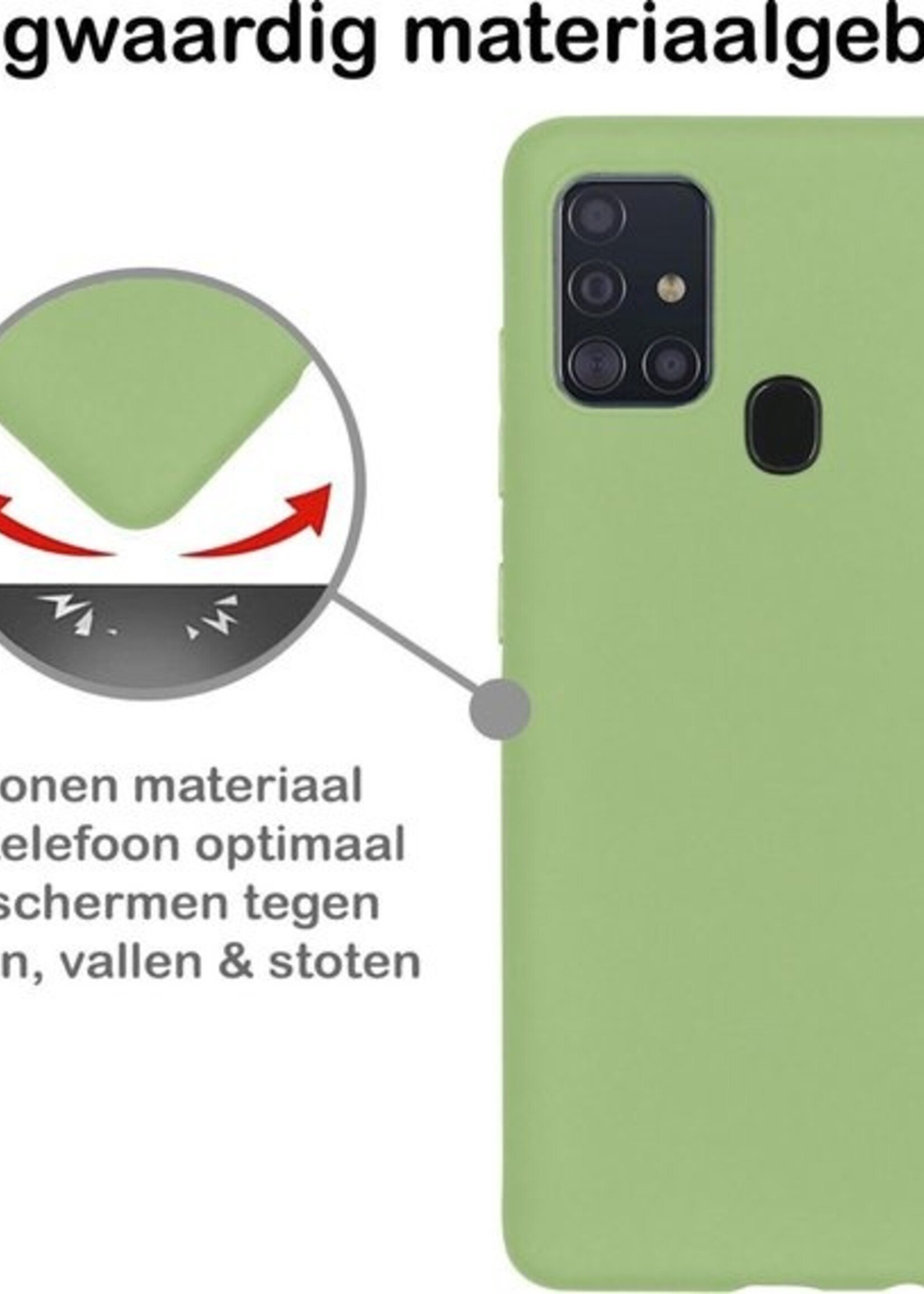 BTH Hoesje Geschikt voor Samsung A21s Hoesje Siliconen Case Hoes - Hoes Geschikt voor Samsung Galaxy A21s Hoes Cover Case - Groen