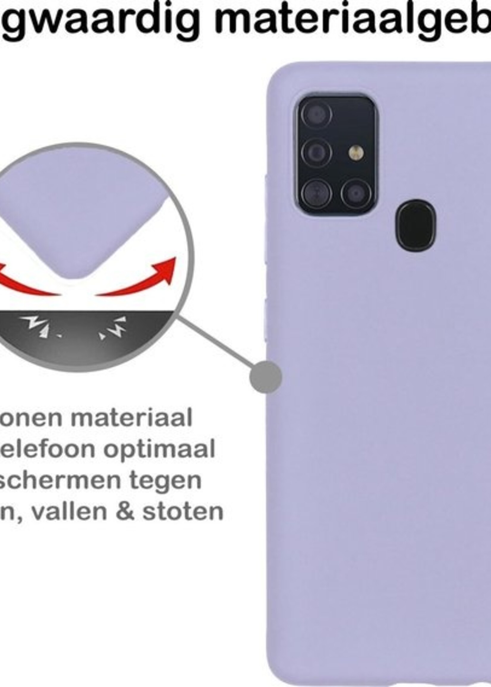 BTH Hoesje Geschikt voor Samsung A21s Hoesje Siliconen Case Hoes - Hoes Geschikt voor Samsung Galaxy A21s Hoes Cover Case - Lila