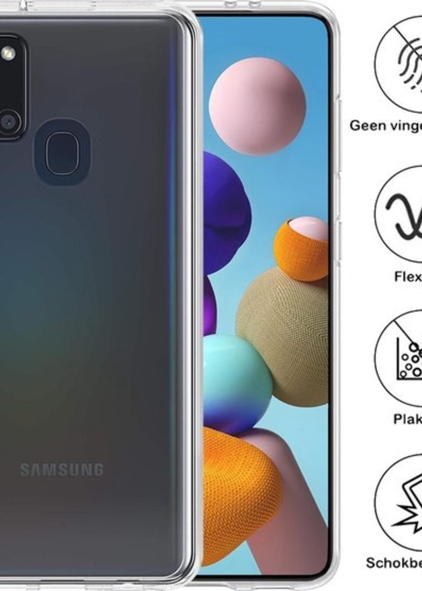 BTH Hoesje Geschikt voor Samsung A21s Hoesje Siliconen Case Hoes - Hoes Geschikt voor Samsung Galaxy A21s Hoes Cover Case - Transparant - 2 PACK