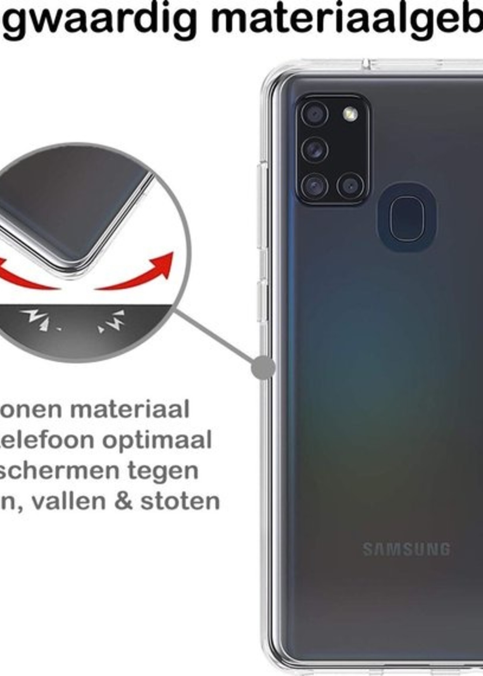 BTH Hoesje Geschikt voor Samsung A21s Hoesje Siliconen Case Hoes - Hoes Geschikt voor Samsung Galaxy A21s Hoes Cover Case - Transparant - 2 PACK
