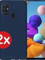 BTH BTH 2 PACK - Samsung Galaxy A21s hoesje siliconen - Donkerblauw
