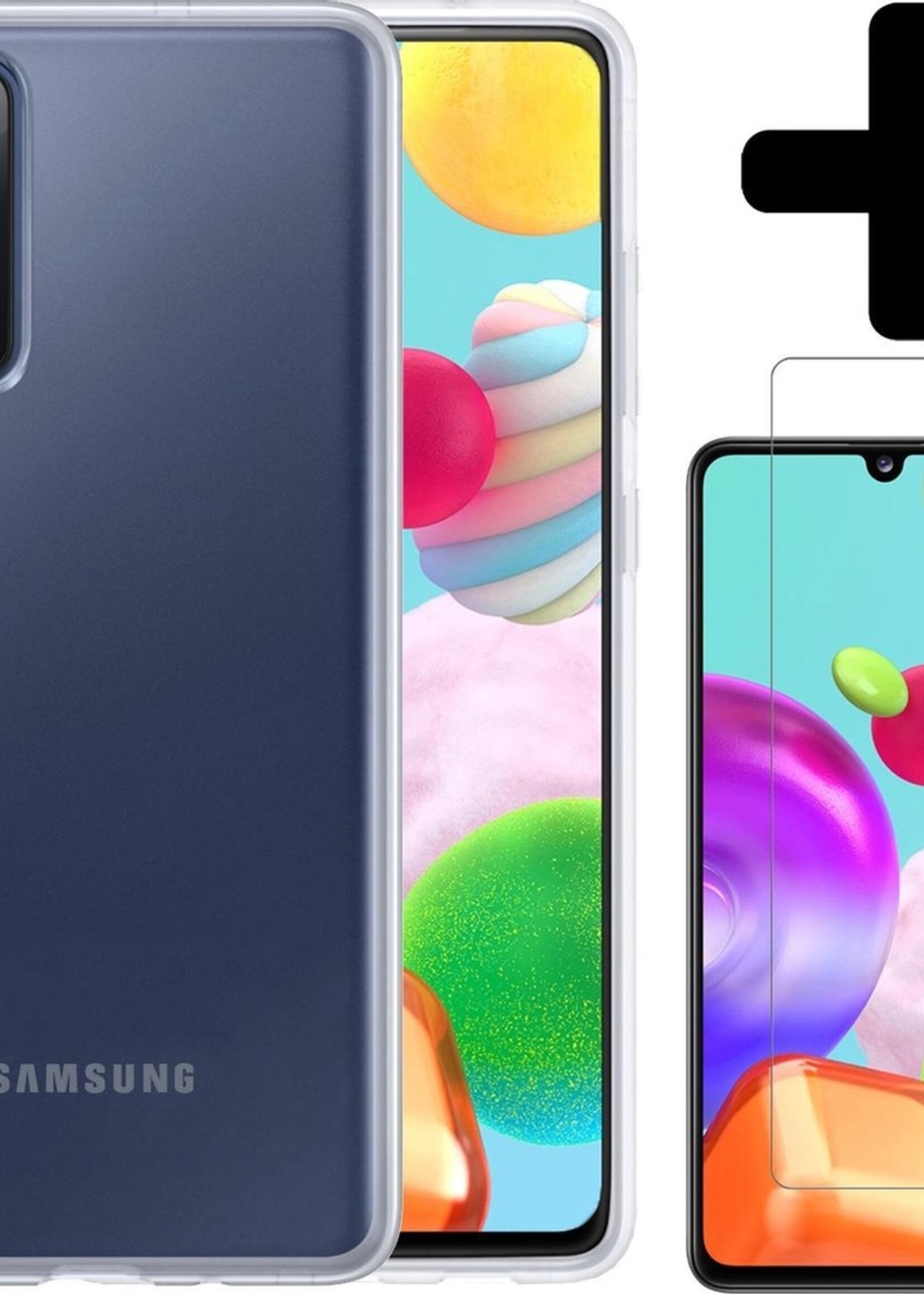 BTH Hoesje Geschikt voor Samsung A41 Hoesje Siliconen Case Hoes Met Screenprotector - Hoes Geschikt voor Samsung Galaxy A41 Hoes Cover Case - Transparant