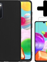 BTH BTH Samsung Galaxy A41 hoesje siliconen zwart met screenprotector