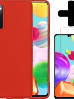 BTH BTH Samsung Galaxy A41 hoesje siliconen rood met screenprotector