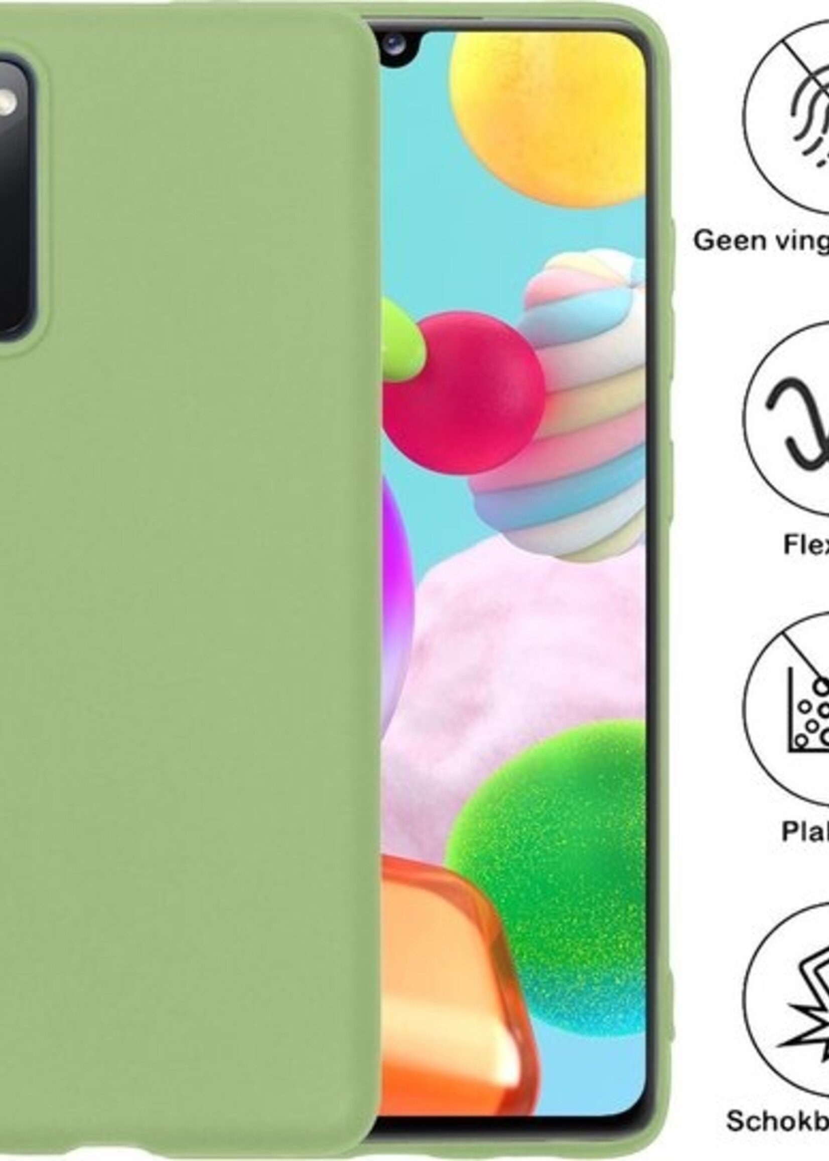 BTH Hoesje Geschikt voor Samsung A41 Hoesje Siliconen Case Hoes Met Screenprotector - Hoes Geschikt voor Samsung Galaxy A41 Hoes Cover Case - Groen
