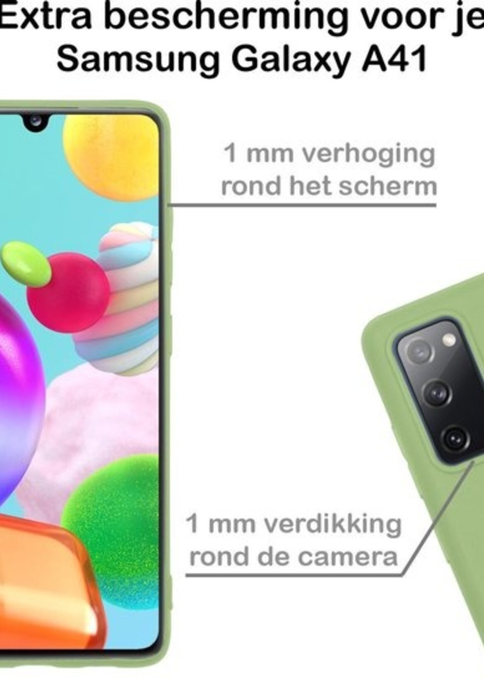 BTH Hoesje Geschikt voor Samsung A41 Hoesje Siliconen Case Hoes Met Screenprotector - Hoes Geschikt voor Samsung Galaxy A41 Hoes Cover Case - Groen
