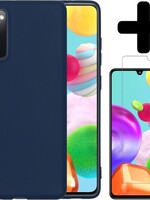 BTH BTH Samsung Galaxy A41 hoesje siliconen donkerblauw met screenprotector