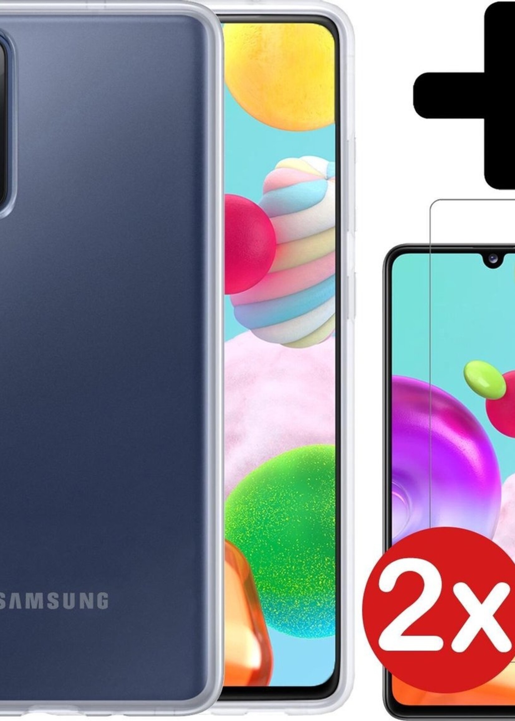 BTH Hoesje Geschikt voor Samsung A41 Hoesje Siliconen Case Hoes Met 2x Screenprotector - Hoes Geschikt voor Samsung Galaxy A41 Hoes Cover Case - Transparant