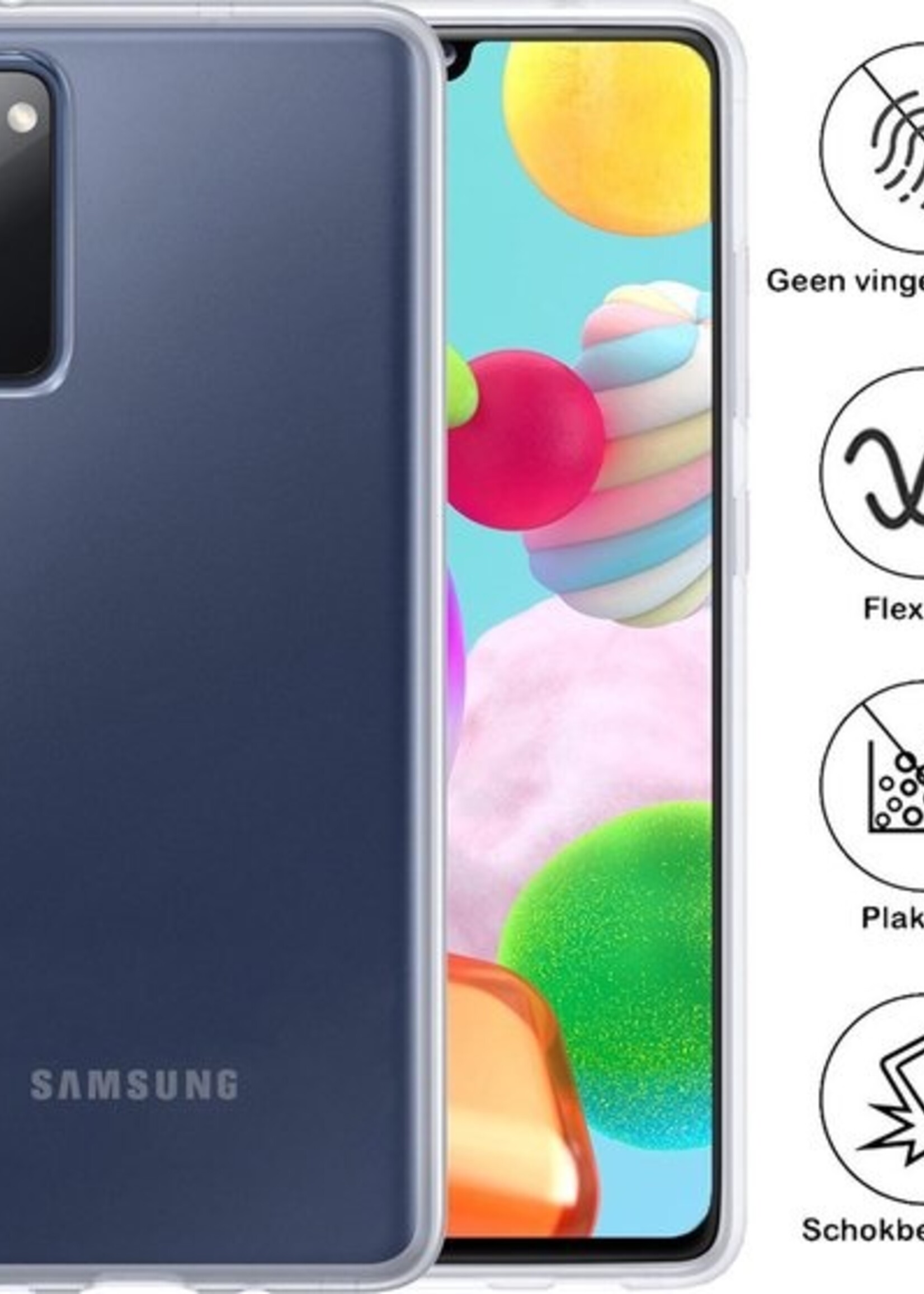 BTH Hoesje Geschikt voor Samsung A41 Hoesje Siliconen Case Hoes Met 2x Screenprotector - Hoes Geschikt voor Samsung Galaxy A41 Hoes Cover Case - Transparant
