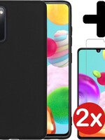 BTH BTH Samsung Galaxy A41 hoesje siliconen zwart met 2x screenprotector