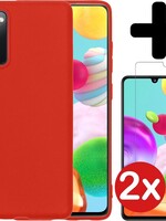 BTH BTH Samsung Galaxy A41 hoesje siliconen rood met 2x screenprotector