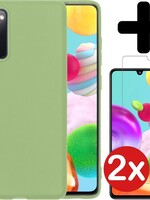 BTH BTH Samsung Galaxy A41 hoesje siliconen groen met 2x screenprotector
