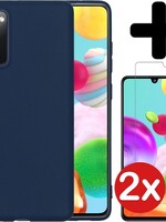BTH BTH Samsung Galaxy A41 hoesje siliconen donkerblauw met 2x screenprotector