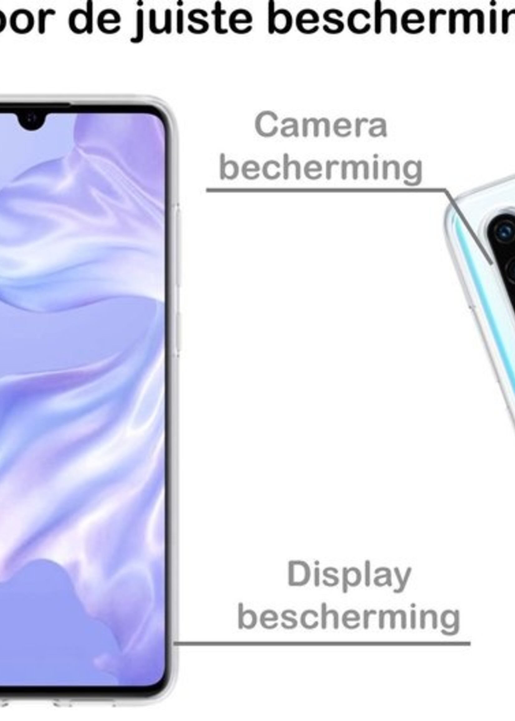 BTH Hoesje Geschikt voor Huawei P30 Hoesje Siliconen Case Hoes - Hoes Geschikt voor Huawei P30 Hoes Cover Case - Transparant