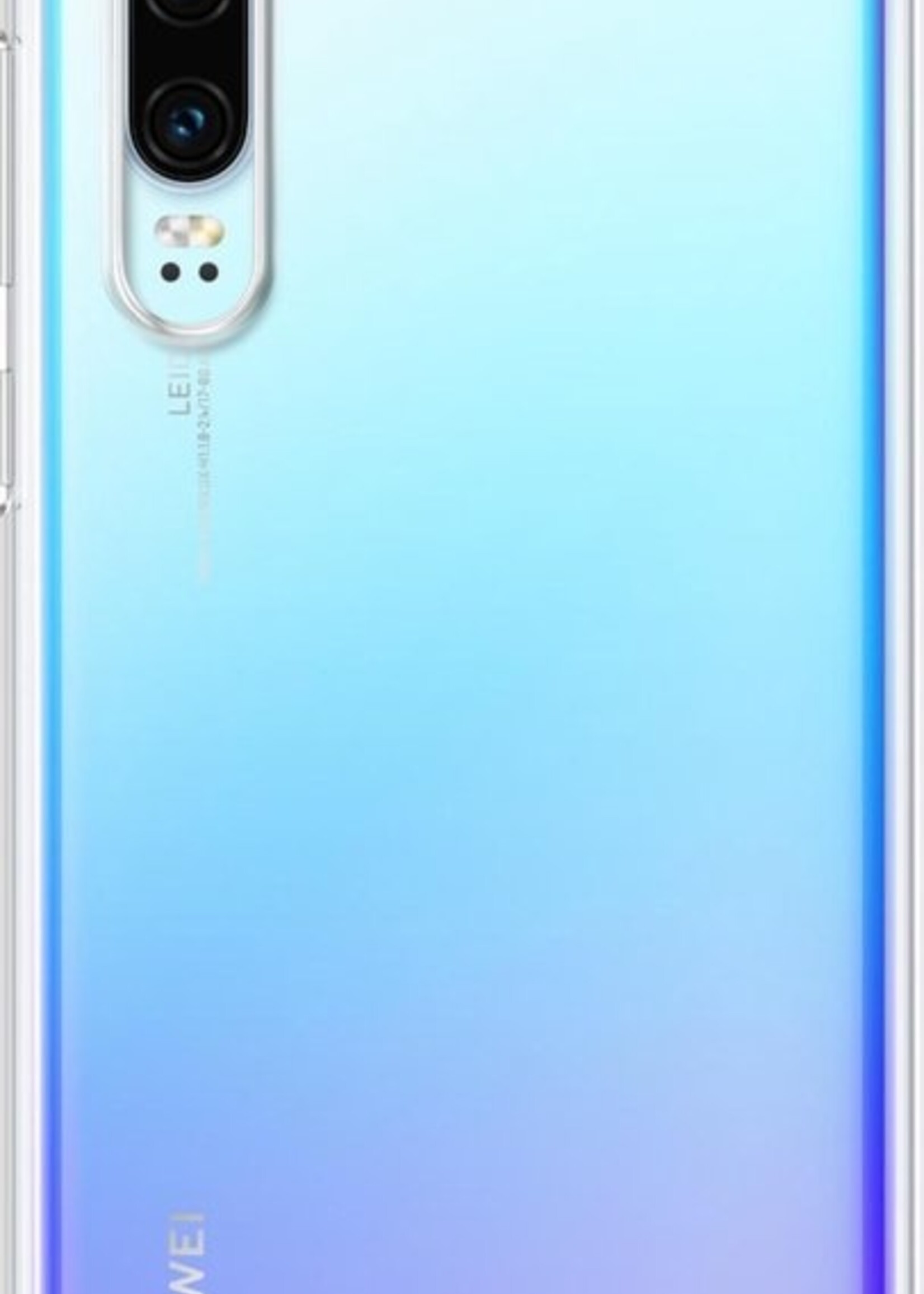 BTH Hoesje Geschikt voor Huawei P30 Hoesje Siliconen Case Hoes - Hoes Geschikt voor Huawei P30 Hoes Cover Case - Transparant