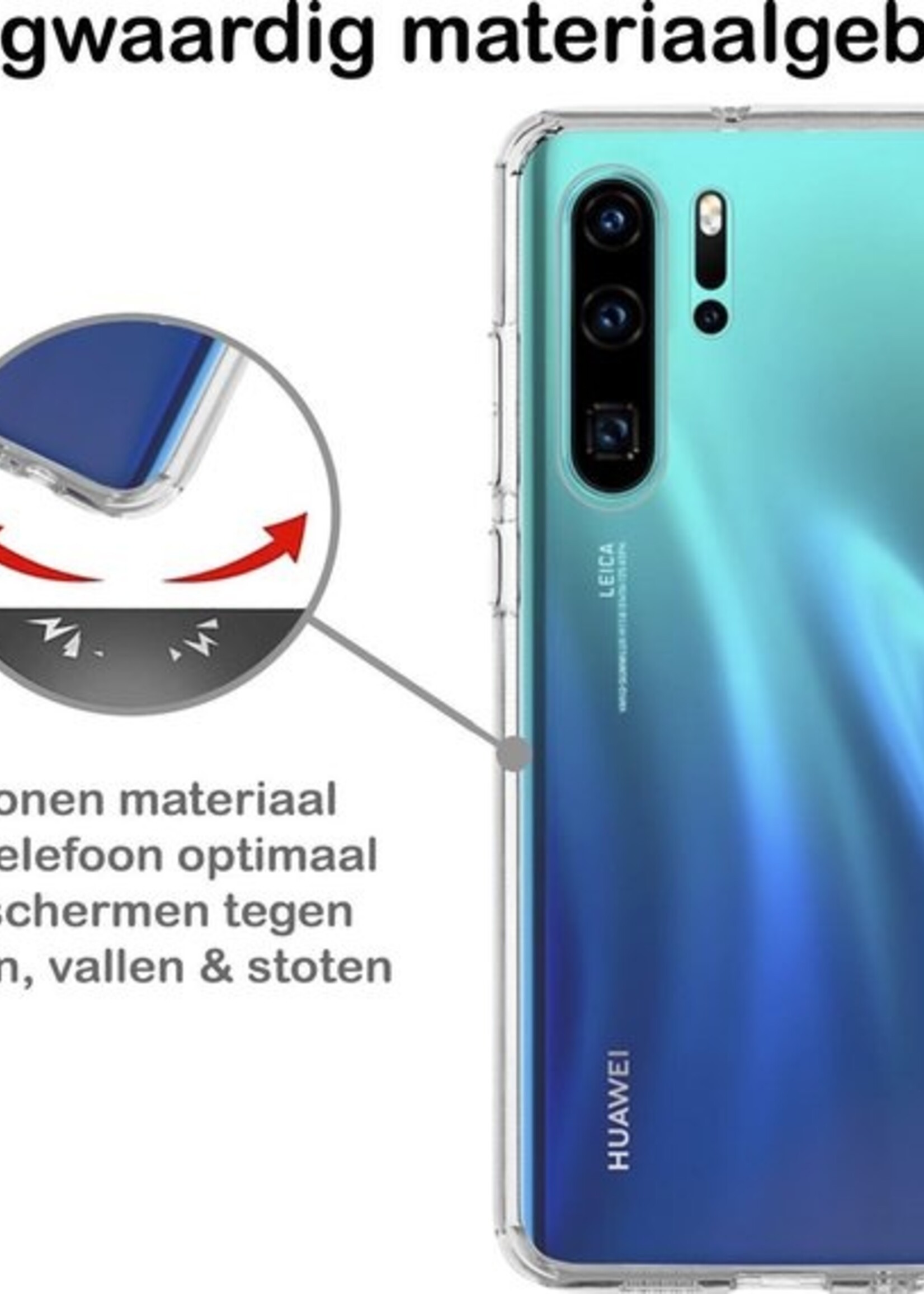BTH Hoesje Geschikt voor Huawei P30 Pro Hoesje Siliconen Case Hoes - Hoes Geschikt voor Huawei P30 Pro Hoes Cover Case - Transparant