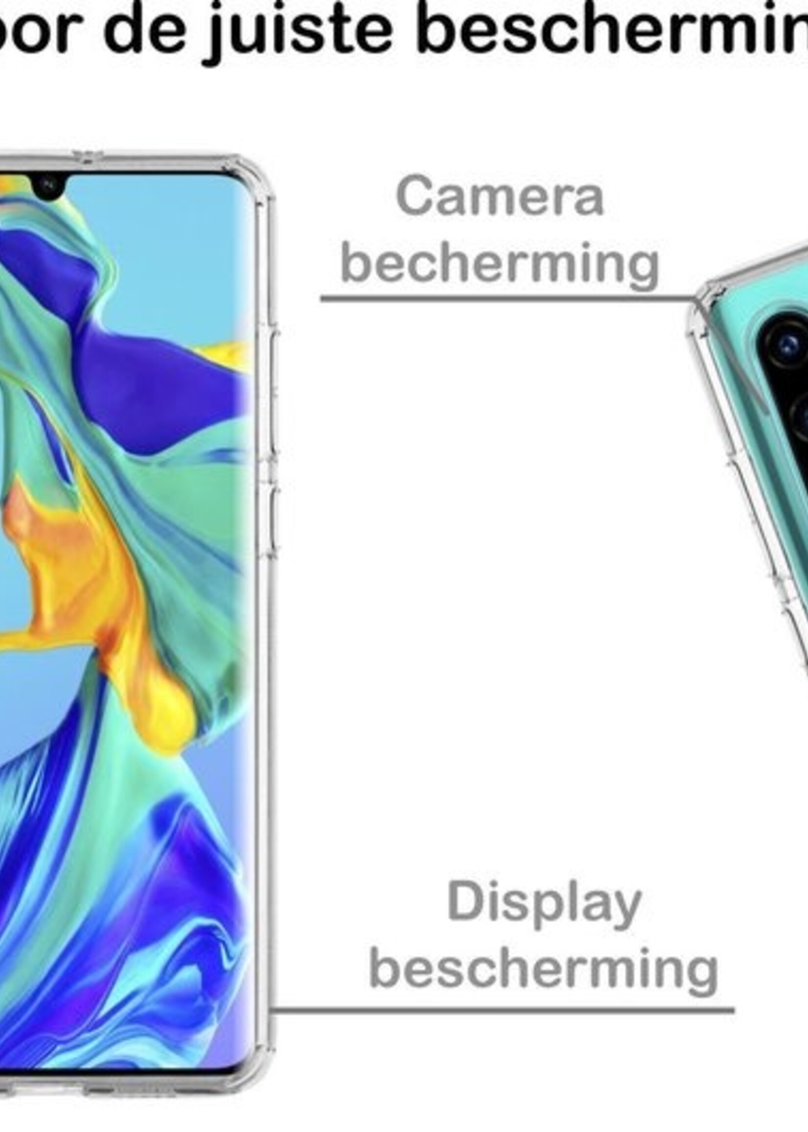 BTH Hoesje Geschikt voor Huawei P30 Pro Hoesje Siliconen Case Hoes - Hoes Geschikt voor Huawei P30 Pro Hoes Cover Case - Transparant