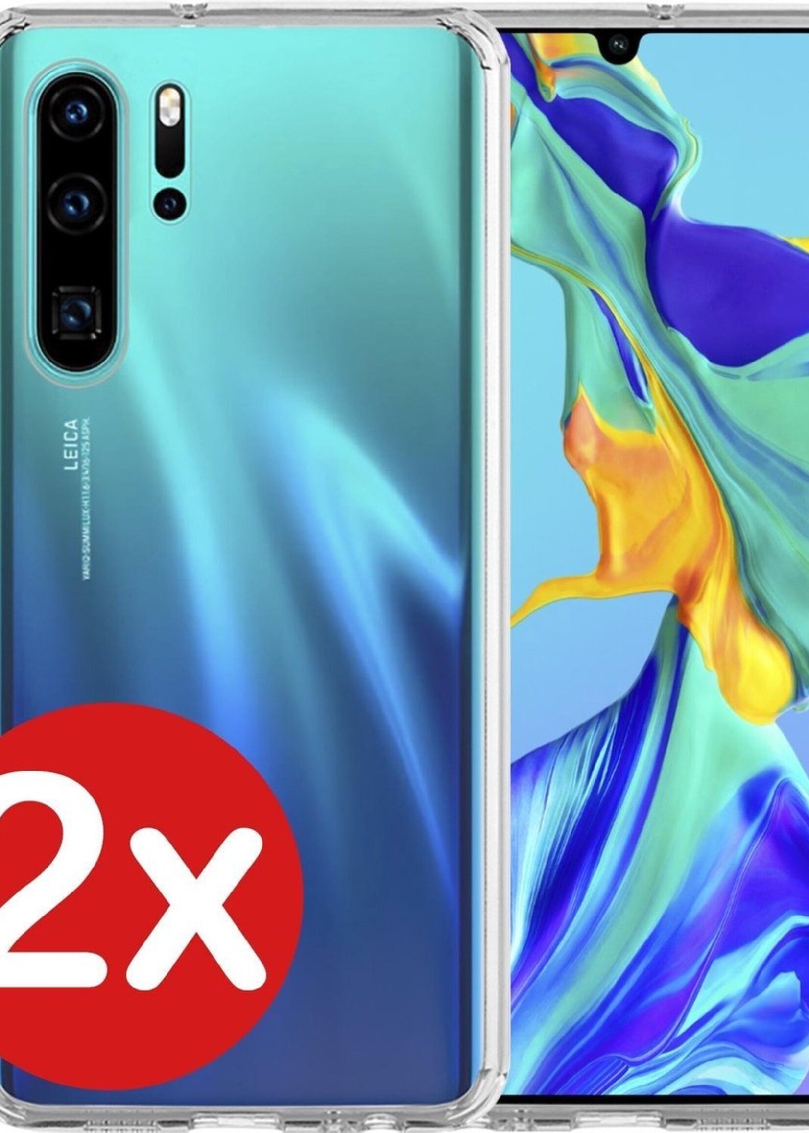 BTH Hoesje Geschikt voor Huawei P30 Pro Hoesje Siliconen Case Hoes - Hoes Geschikt voor Huawei P30 Pro Hoes Cover Case - Transparant - 2 PACK