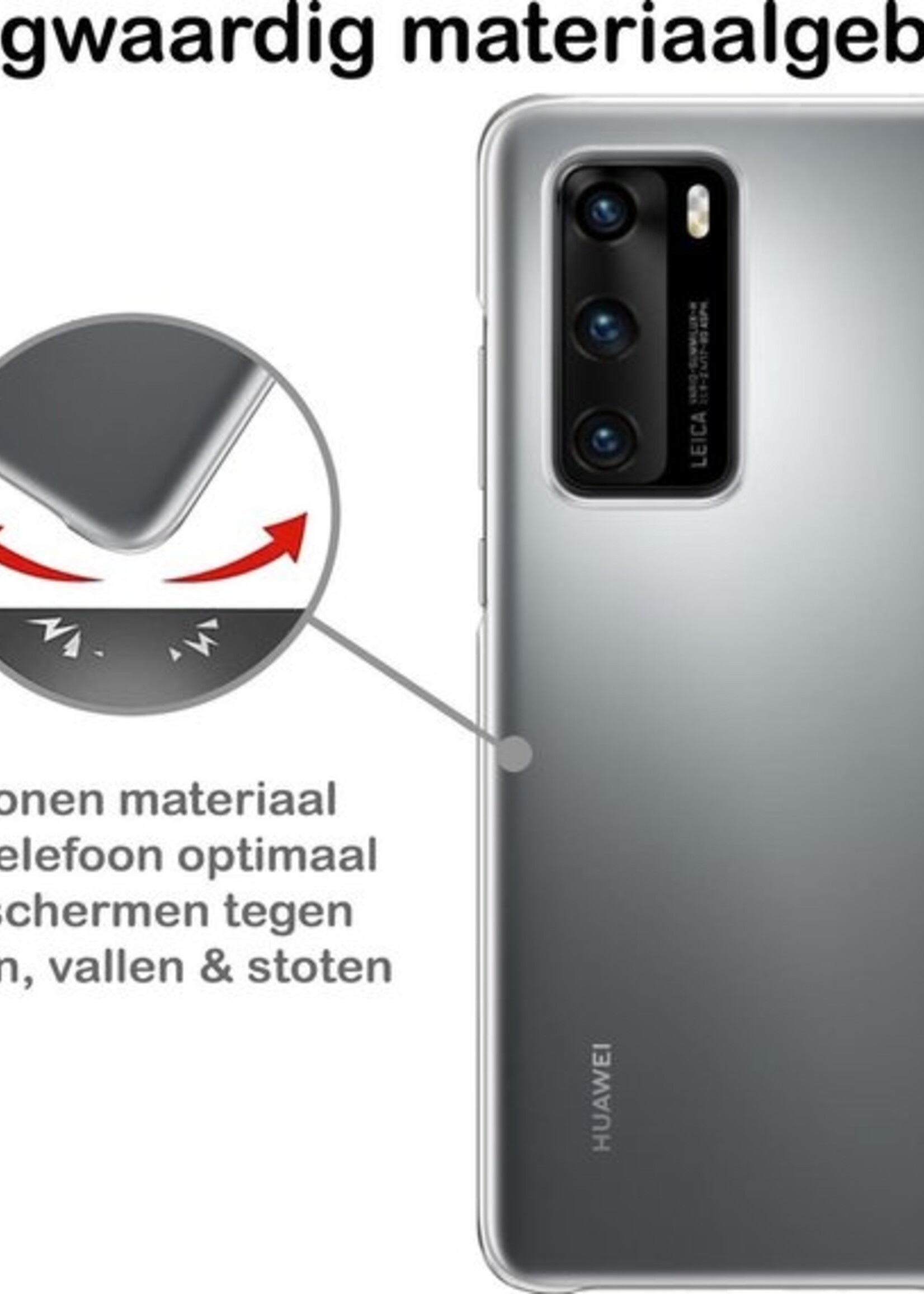 BTH Hoesje Geschikt voor Huawei P40 Hoesje Siliconen Case Hoes - Hoes Geschikt voor Huawei P40 Hoes Cover Case - Transparant
