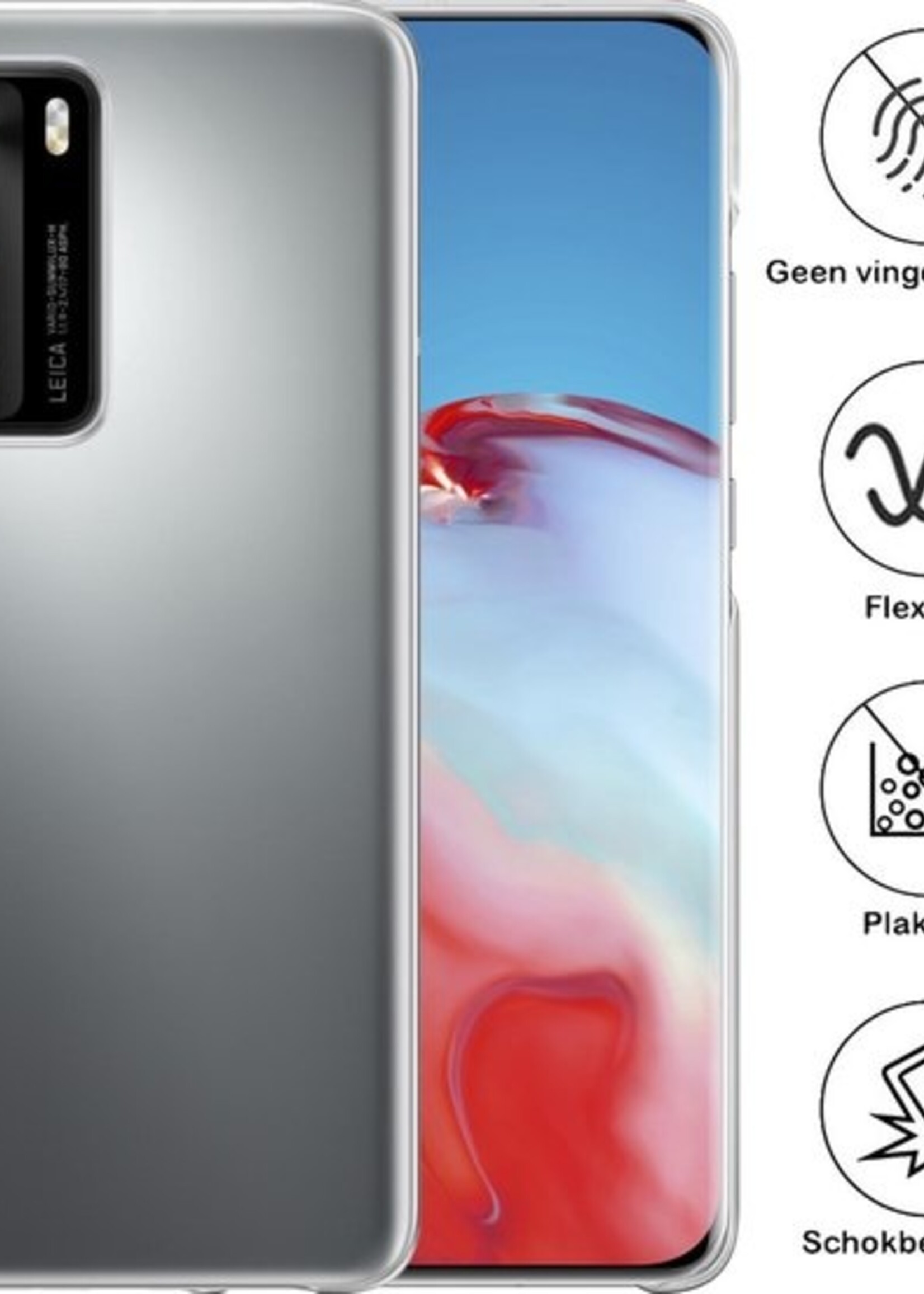 BTH Hoesje Geschikt voor Huawei P40 Hoesje Siliconen Case Hoes - Hoes Geschikt voor Huawei P40 Hoes Cover Case - Transparant