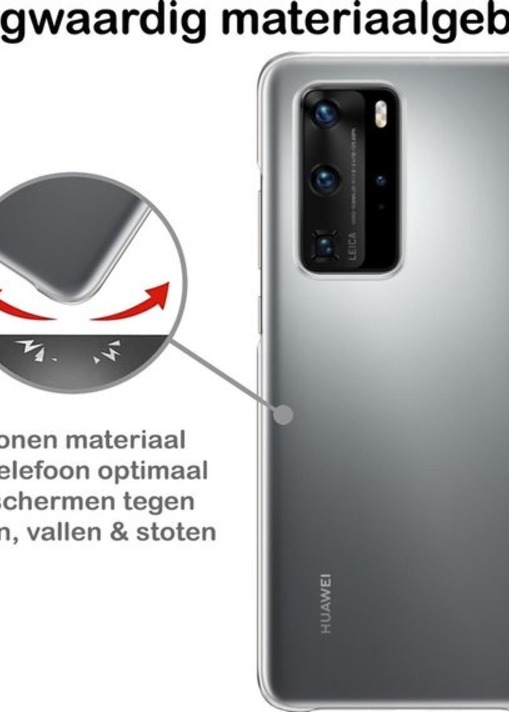 BTH Hoesje Geschikt voor Huawei P40 Pro Hoesje Siliconen Case Hoes - Hoes Geschikt voor Huawei P40 Pro Hoes Cover Case - Transparant