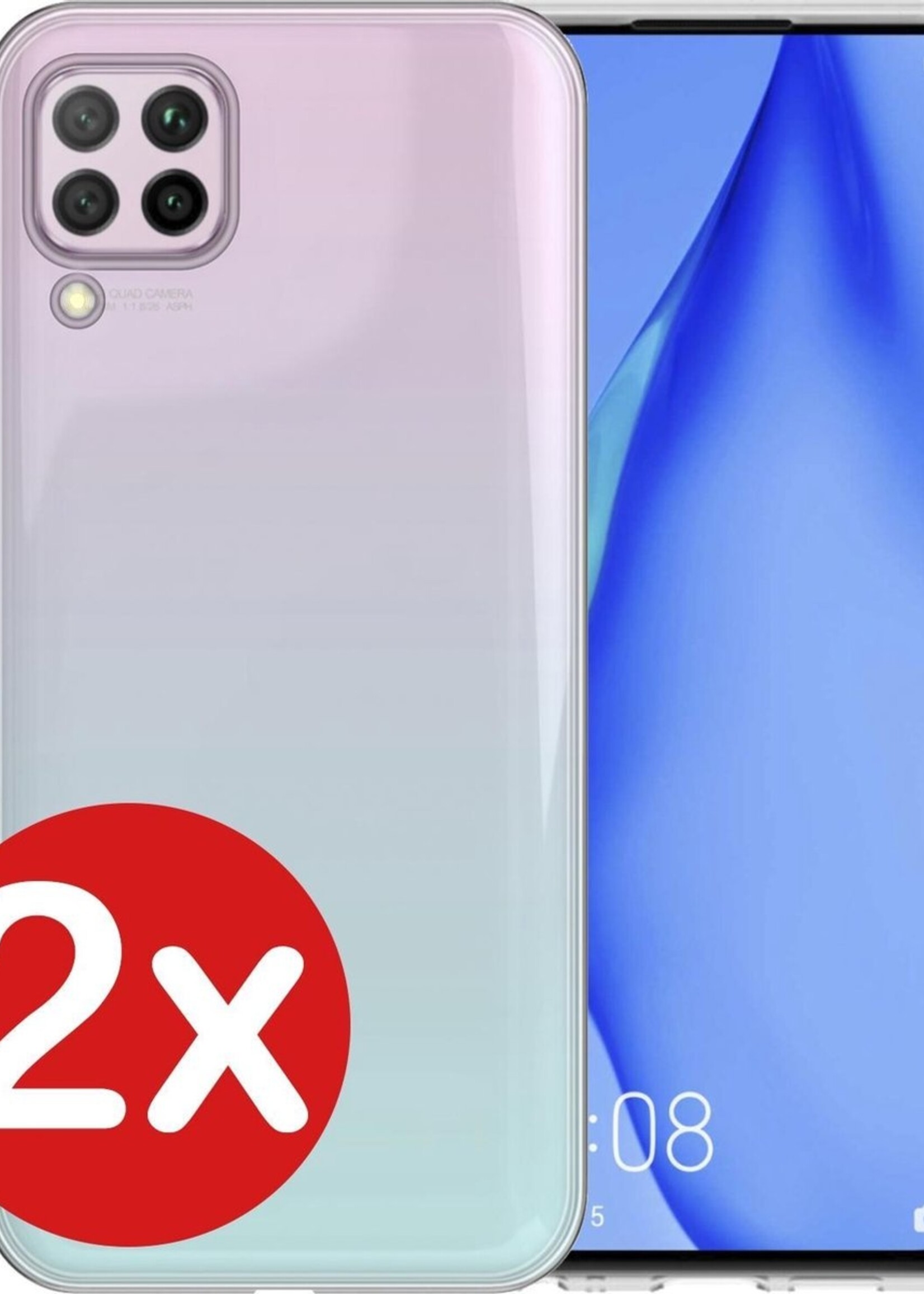 BTH Hoesje Geschikt voor Huawei P40 Lite Hoesje Siliconen Case Hoes - Hoes Geschikt voor Huawei P40 Lite Hoes Cover Case - Transparant - 2 PACK