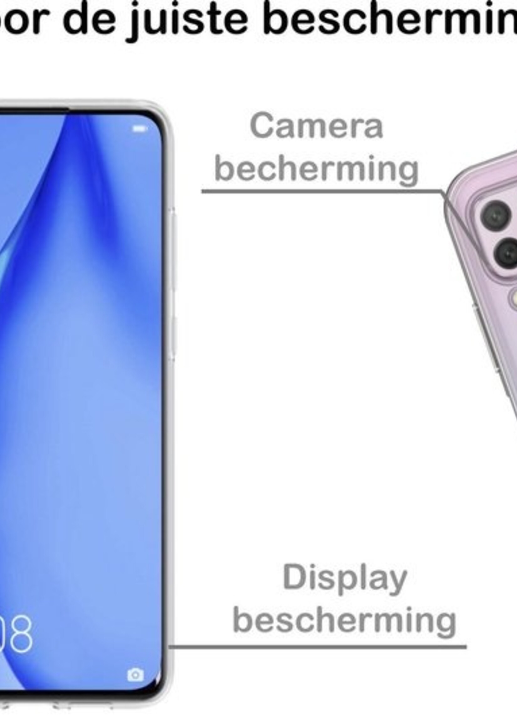 BTH Hoesje Geschikt voor Huawei P40 Lite Hoesje Siliconen Case Hoes - Hoes Geschikt voor Huawei P40 Lite Hoes Cover Case - Transparant - 2 PACK